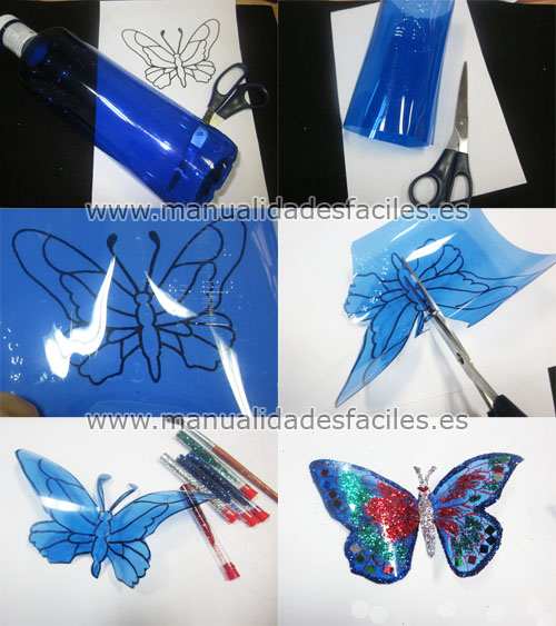 Mariposa multicolor. Manualidad de reciclaje para niños